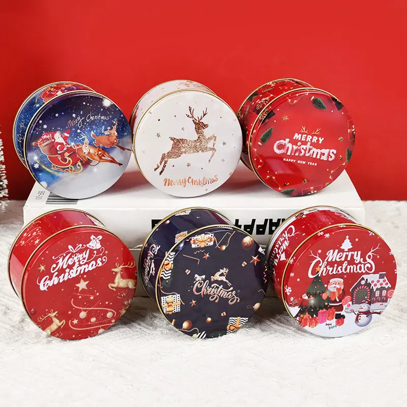 Metal Tin Christmas Gift Boxes - 6pcs Mix Multi-Size Pack, Festive Print Candy Storage Containers, 1pcs a (1pc to 4pcs Options), Navidad Home Decor & Festive Party Supplies, Mix Pack