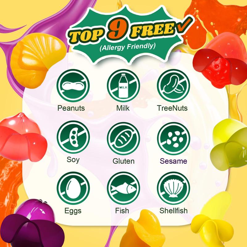 7 Friuts in 7 Packs Assorted Gummy Candies Individually Wrapped, Peelable Fruit-Shaped Gummies Candy made with Real Fruit Juice (≥30%), Chewy Peeling Candy Gummy Snacks Net 350g/12.35oz