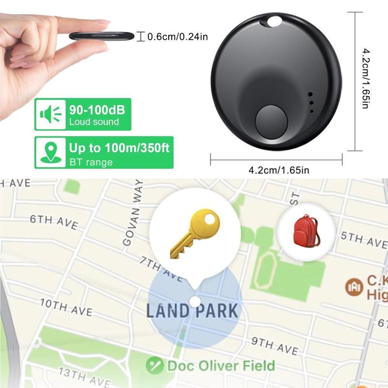 (iOS Only)Mini GPS Locator, Item Location Finder, 1 GPS Locator, Battery Powered Hidden Locator Unit Travel Gadgets Black（iOS Only）