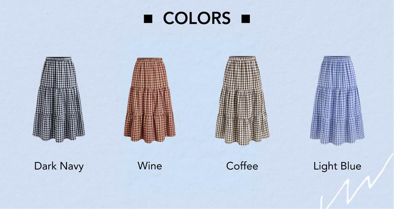 Cider Woven High Rise Gingham Tiered Midi Skirt