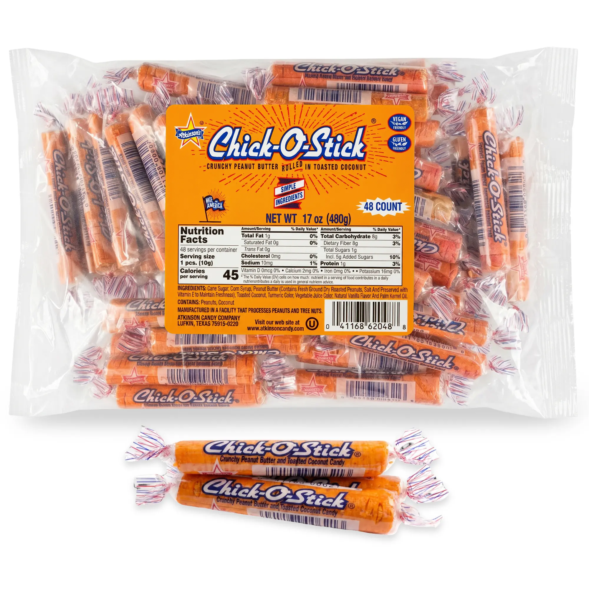 Chick O Stick Peanut Butter Coconut Candy 48 count 0.36oz Bag
