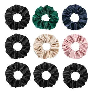 9 Pcs Satin Scrunchies - Silk Scrunchies Ponytail Holders,Soft Satin Hair Ties No Damage,Hair Accessories for Women