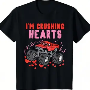 Kids I Crush Hearts Monster Truck Toddler Boys Valentines Day  Shirt Classic