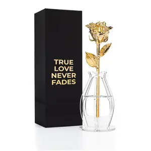 "True Love Never Fades" Personalized 24K Gold Forever Rose Combo with Bloom Box & Phantom Vase™ Combo