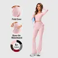 Inno Mint Women's Shaping Leggings - Stretchy High Waist Fold Over, Bow-tie Waistband, No Front Seam, Ruched Tummy Control, Flare Style, Athletic Activewear, Gym Clothes, Yoga Pants, Sports Casual Pants,sohochic