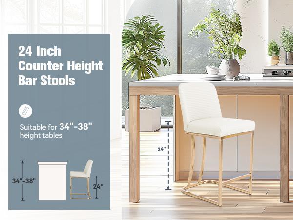 Sophia & William Modern 24 inch Bar Stools, Leather Counter Stools with Back, Kitchen Island Chairs, Counter Height Bar stools Fall Deals For You