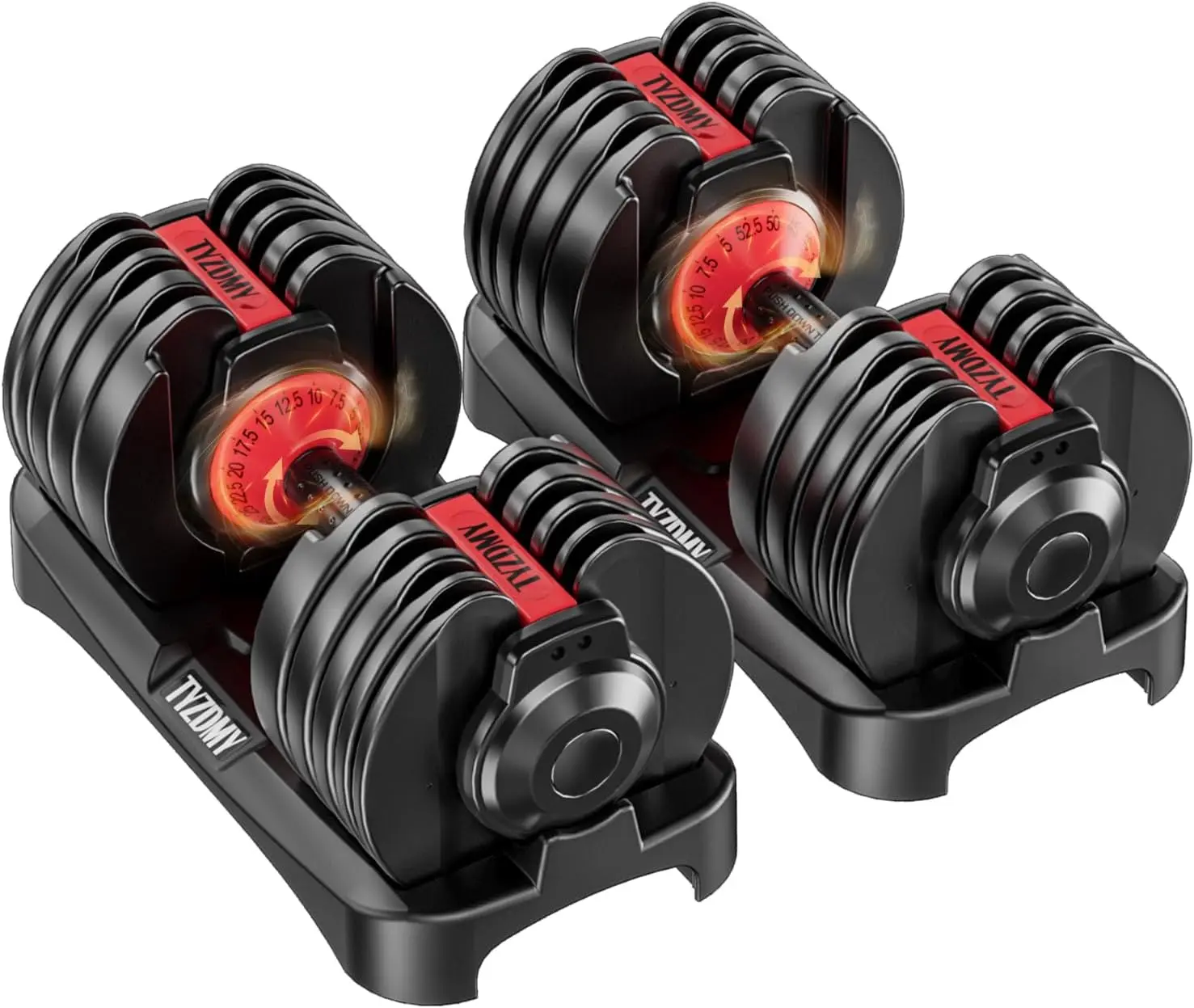 TYZDMY Adjustable Dumbbells Set of 2，Free Weights Dumbbells Set，Adjustable Dumbbell Set，52.5 lbs pair 105 lbs，15 in 1，for Men/Women Gym Equipment for Home Strength Training Equipment
