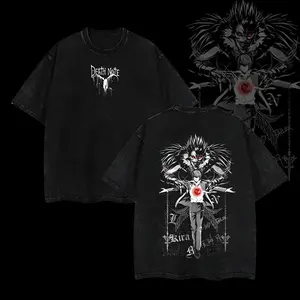 Ryuk & Light Yagami (Kira) Washed Tee – Death Note Anime Streetwear Vintage T-Shirt