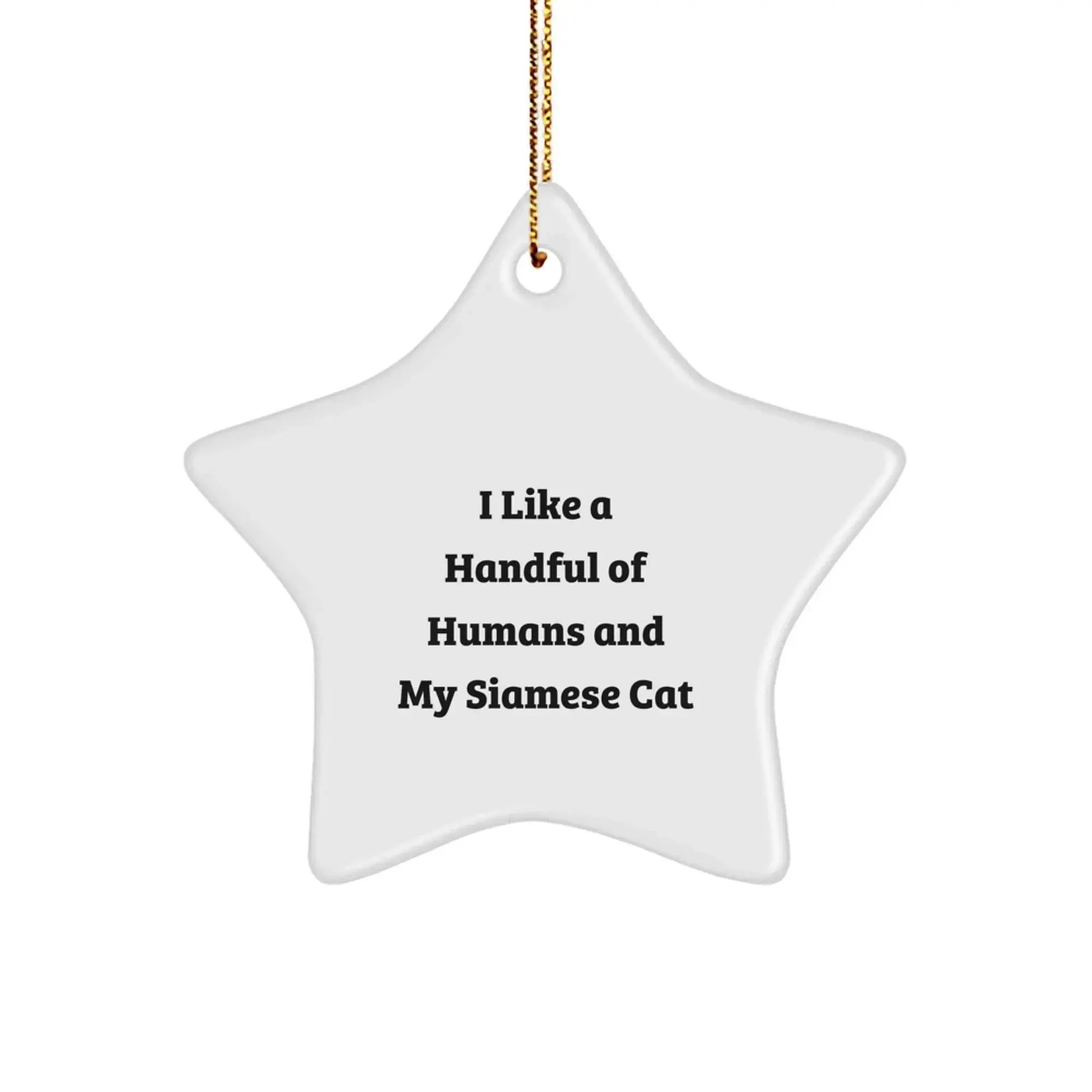 Siamese Cat Loving Star Ornaments, Funny Cat Gifts for Christmas, I Like A Handful Of Humans And My Siamese Cat, Gifts from Friends for Cat Lovers