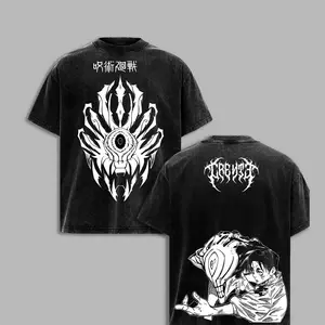 Yuta Okkotsu & Rika Washed Oversized Tee – Double-Sided Print Jujutsu Kaisen Shirt | Vintage Anime Streetwear Unisex T-Shirt | Heavyweight Manga Graphic Tee