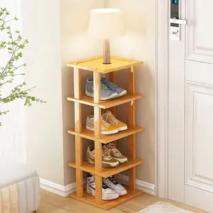 Shoe Rack 5Tier- Vertical Shoe Rack for Small Spaces, Tall Narrow Shoe Rack Organizer for Closet Entryway Corner Garage and Bedroom,Skinny Shoe Shelf with Free Stackable DIY