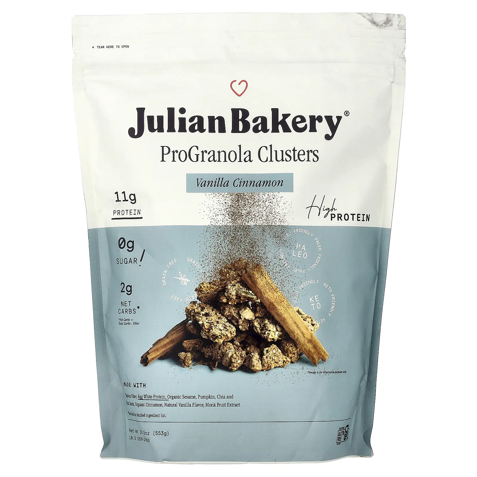 Julian Bakery Pro Granola Clusters, Vanilla Cinnamon, 19.5 oz (553 g)