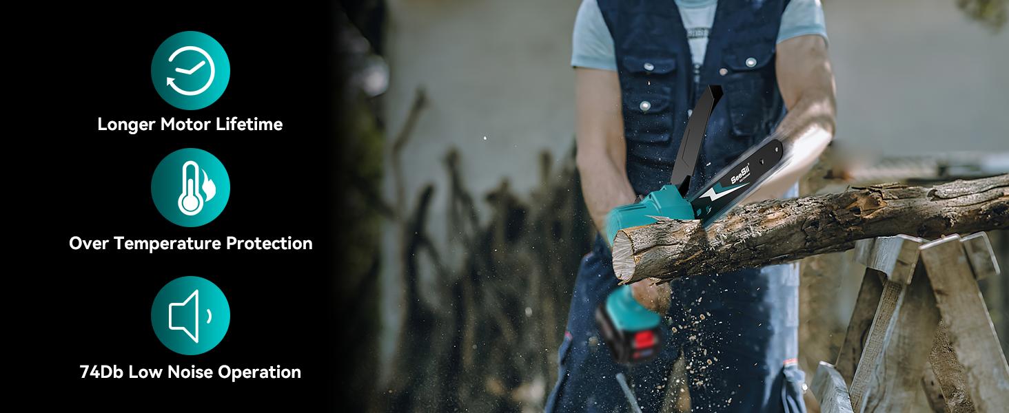 SeeSii Mini Chainsaw 8 inch, Electric Chainsaw Cordless, Upgraded Brushless Chainsaw with Auto Oiler, 2pcs 4000mAh Batteries, Battery Powered Saws Handheld Chain Saw for Tree Branch Wood Cutting CS800 #TikTokShopBlackFriday