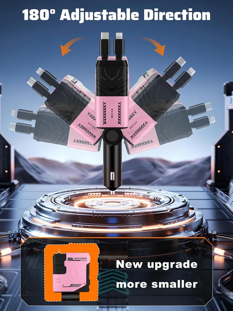 【New Airfreshener Starlight In Car Roof】5 in 1 Car Charger, Car Air Freshener with High Speed USB C Adapter with Lightning Cable & Charge Port for iPhone & Android Phone, Retractable Car Charger, Comes with 3 Bottles of Fragrance, Car Accessories 【New Airfreshener Starlight In Car Roof】5 in 1 Car Charger, Car Air Freshener with High Speed USB C Adapter with Lightning Cable & Charge Port for iPhone & Android Phone, Retractable Car Charger, Comes with 3 Bottles of Fragrance, Car Accessories