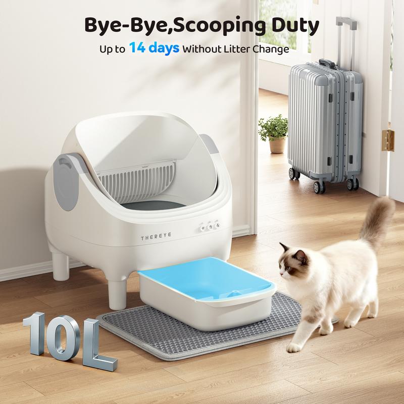 Thereye SC06 Open-Top Automatic Cat Litter Box, Self-Cleaning with App Control Wifi, Odor-Free Waste Disposal includes Trash Bags
