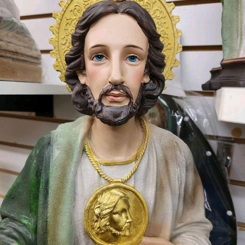 San Judas 36"inches Tall / 3 Feet Canvas Texture Statue - St Jude Standing Figure in Box - New and Unopened - Religious Decor Saint Jude Tadeo