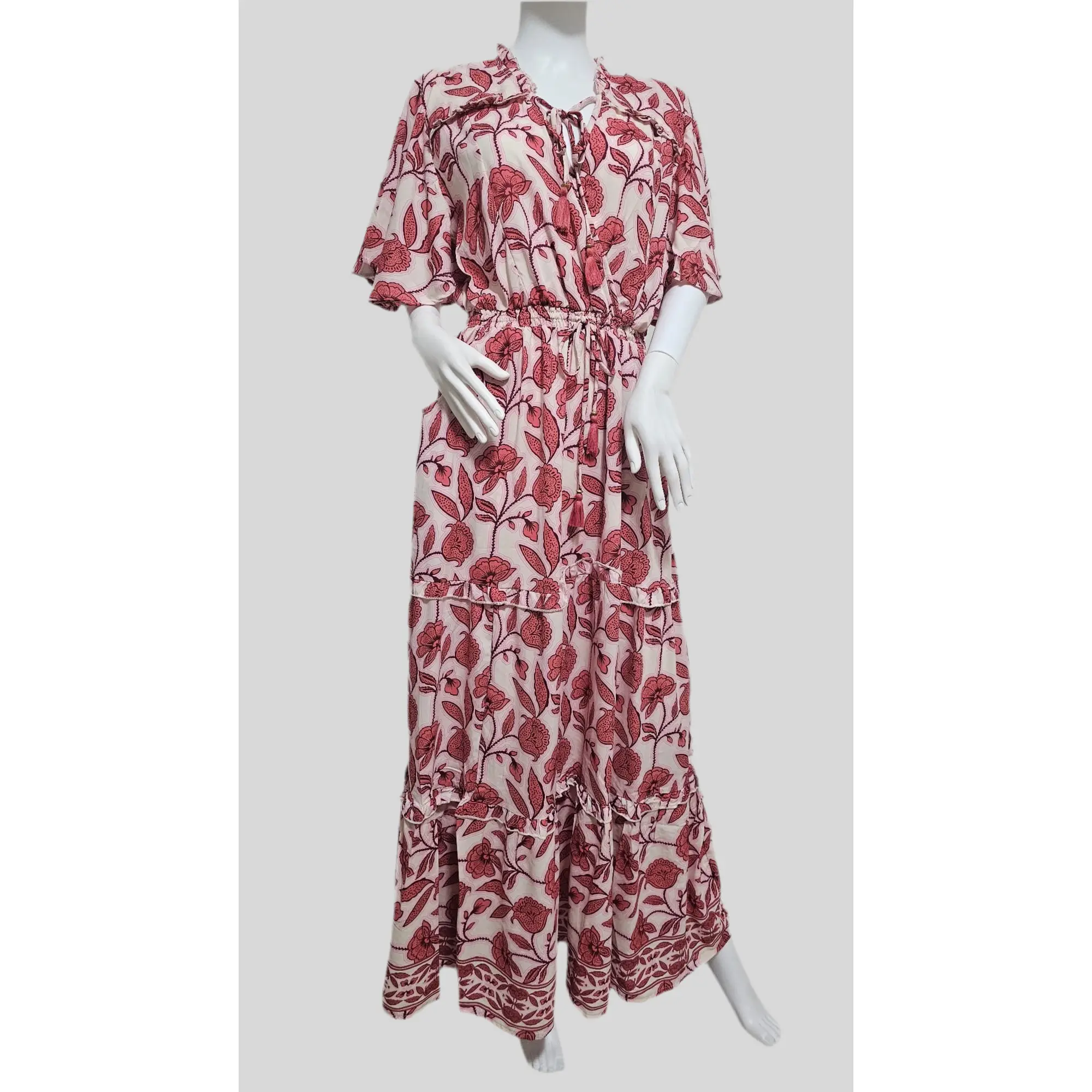 Rosé Bloom Printed Maxi Dress