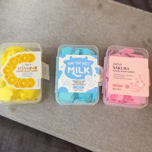 Portable Soap Sheets Hand Soaps Disposable Hand Wash Paper Gentle Cleansing Vitamin C Milk Moisturize Skin Quick Dissolve Soap Cleanser Hand Cleaning Product for Travel Camping & Outdoor
