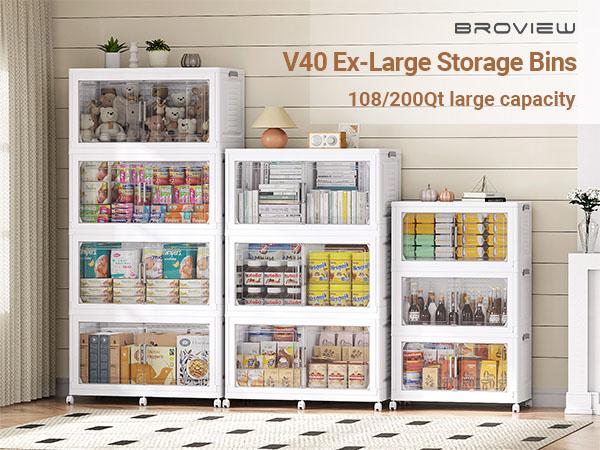 Broview V40 800QT Plastic Storage Bins with Lid and Wheels, Extra Large Stackable Storage Bins with Dividers, Closet Organizers and Storage Cabinet Shelves Collapsible Box for Home Garage Broview V40 800QT Plastic Storage Bins with Lid and Wheels, Extra Large Stackable Storage Bins with Dividers, Closet Organizers and Storage Cabinet Shelves Collapsible Box for Home Garage