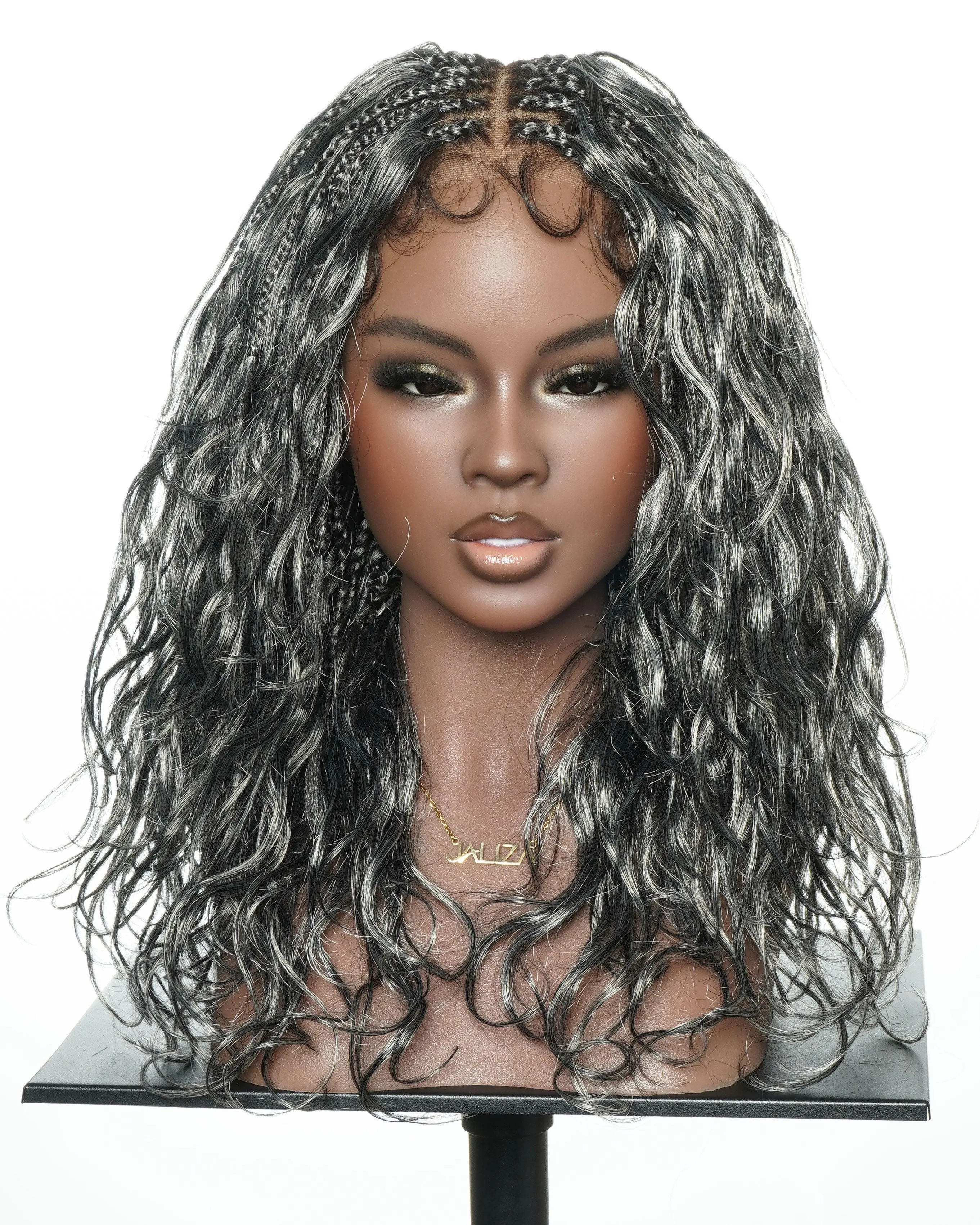 JALIZA Michelle 18" - JALIZA Slip-On Salt & Pepper Body Wave Boho Box Braided Wig