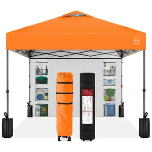 Best Choice Products 10x10ft Easy Setup Pop Up Canopy, Portable Tent w/ Side Wall, 1-Button Push, Case