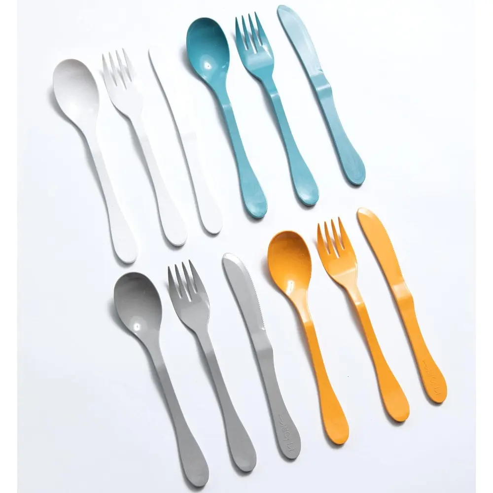 12-Piece BPI Certified Plant-Based Bamboo Cutlery Set - Utensils (Fork, Knife, Spoon) with Ergonomic Design, Dishwasher Safe, Travel-Ready, Reusable, Lightweight Everyday Kitchen Tableware for Work, Parties, Eco-Friendly