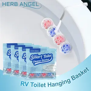 RV Floral 4-in-1 Rim Hanger Toilet Bowl Cleaners 4-Ball （home essentials）Hanging Toilet Ball for Effective Cleaning 5 Bags Total Toilet Hanging Basket
