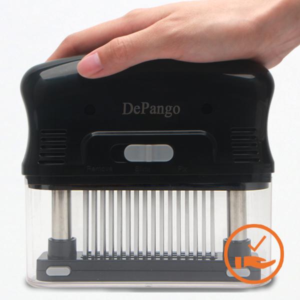 DePango Meat Tenderizer with 48 Stainless Steel Blades, Ergonomic Handle for Easy Pressing, Detachable Design for Thorough Cleaning, Ideal for Beef, Pork, Chicken