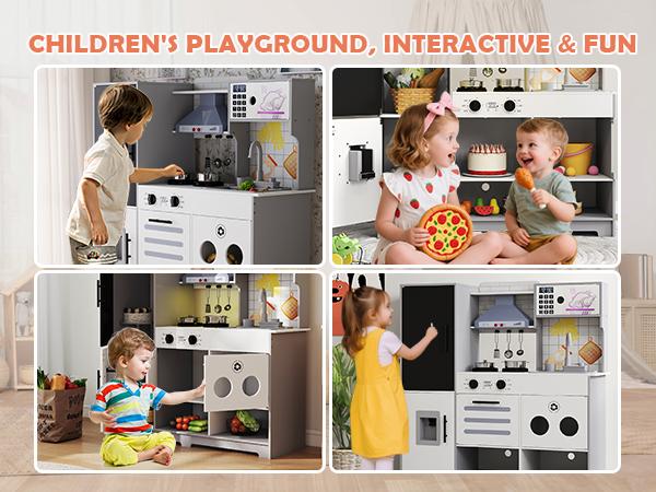 Kids Play Kitchen Set Pretend Wooden Toy with Running Water Oven Ice Maker Blackboard & Recycling Bin for Toddlers Ages 3+ Kids Play Kitchen Set Pretend Wooden Toy with Running Water Oven Ice Maker Blackboard & Recycling Bin for Toddlers Ages 3+