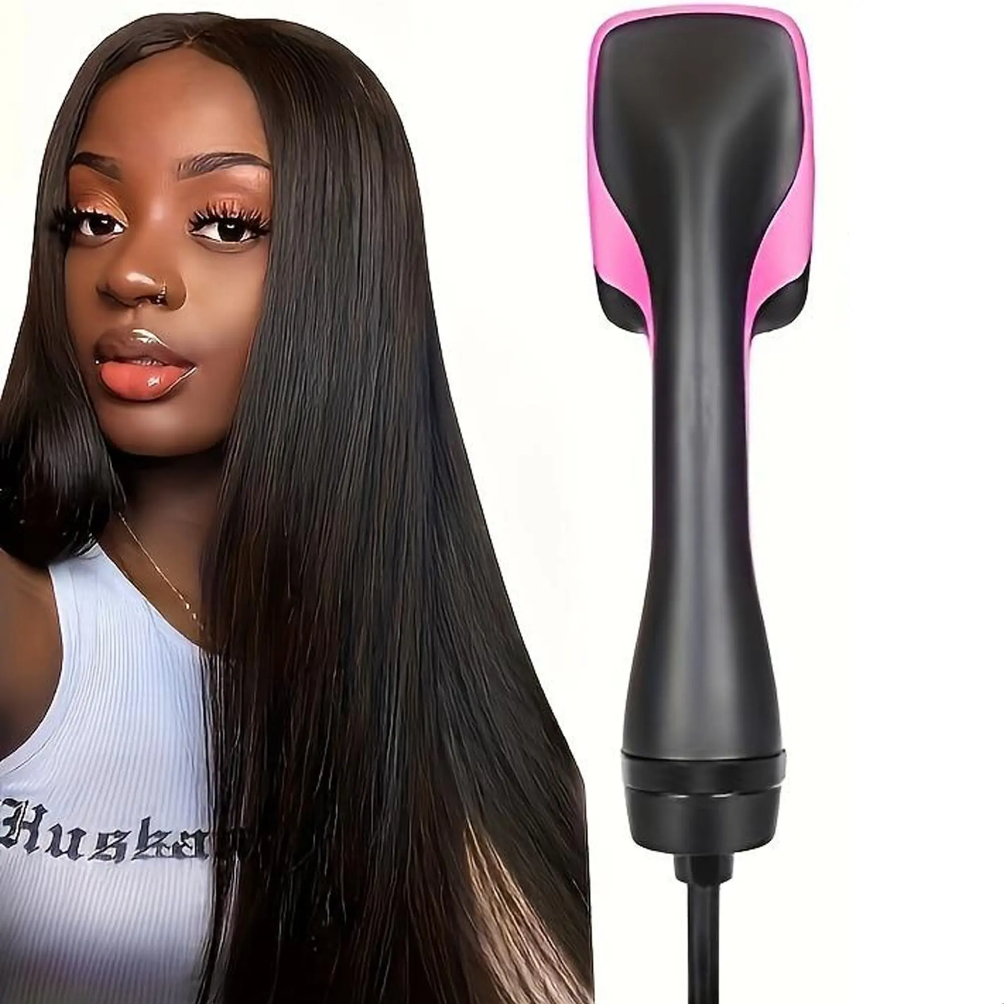 Electric Heated Hair Straightening Brush for Wet & Dry Use, Scalp Massage Function, Hot Air Styling Comb for Home Use, US Plug, Standard Power Cord, Hair Styling Tools