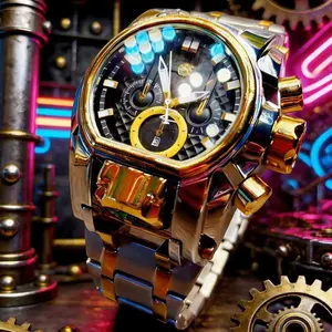 Men's Unique Shaped Punk Design Oversized Quartz Watch&Guide Ball Street Fashion Timepiece in Stylish Gift Box Perfect Gift
