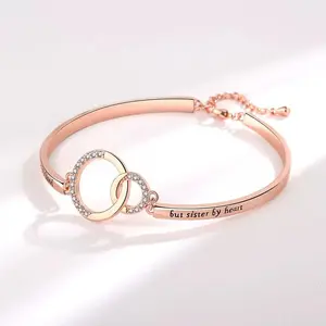 Big Sister Little Sister Bracelets Set, Adjustable Silver Rose Gold Cuff, Forever Bond Promise Jewelry Gift for Women Birthday