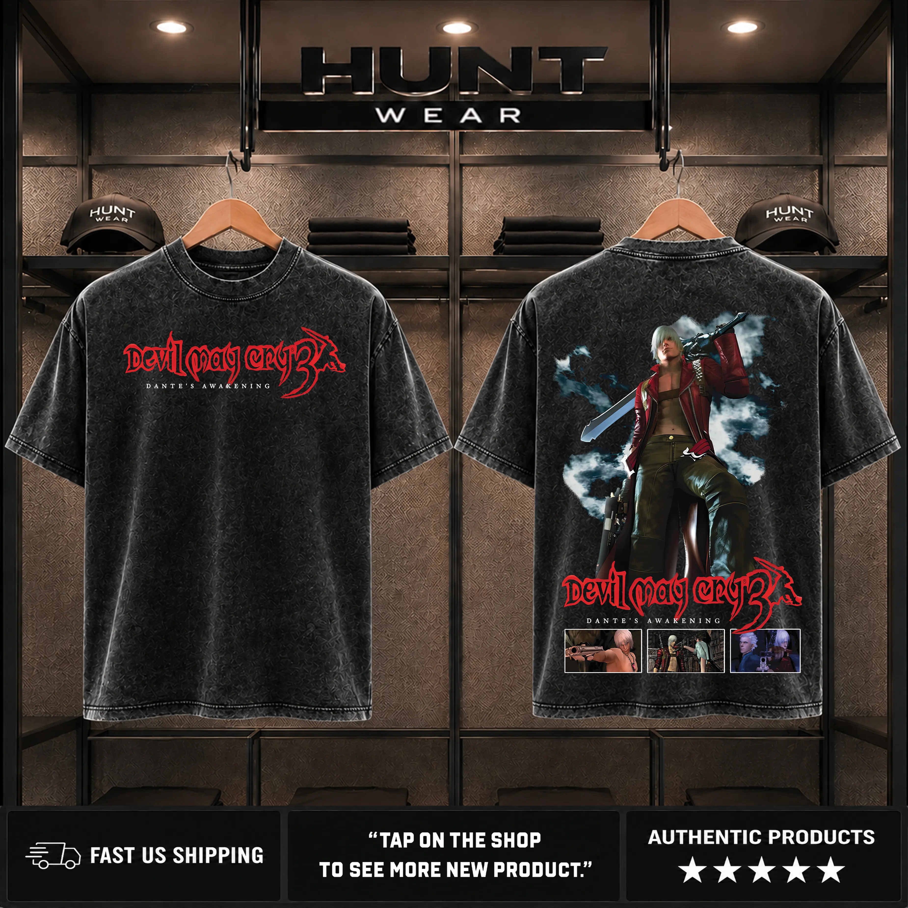 Devil May Cry DMC Dante v3 Double Printed Unisex Washed Cotton T-Shirt, Sweatshirt Hoodie Gift For Game Fan Casual graphic tee