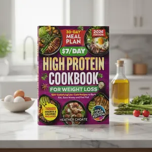 $7/Day High Protein Cookbook | 124 Easy Low Carb Recipes + 30 Day High Protein Meal Plan | Budget Friendly Healthy Cooking Guide