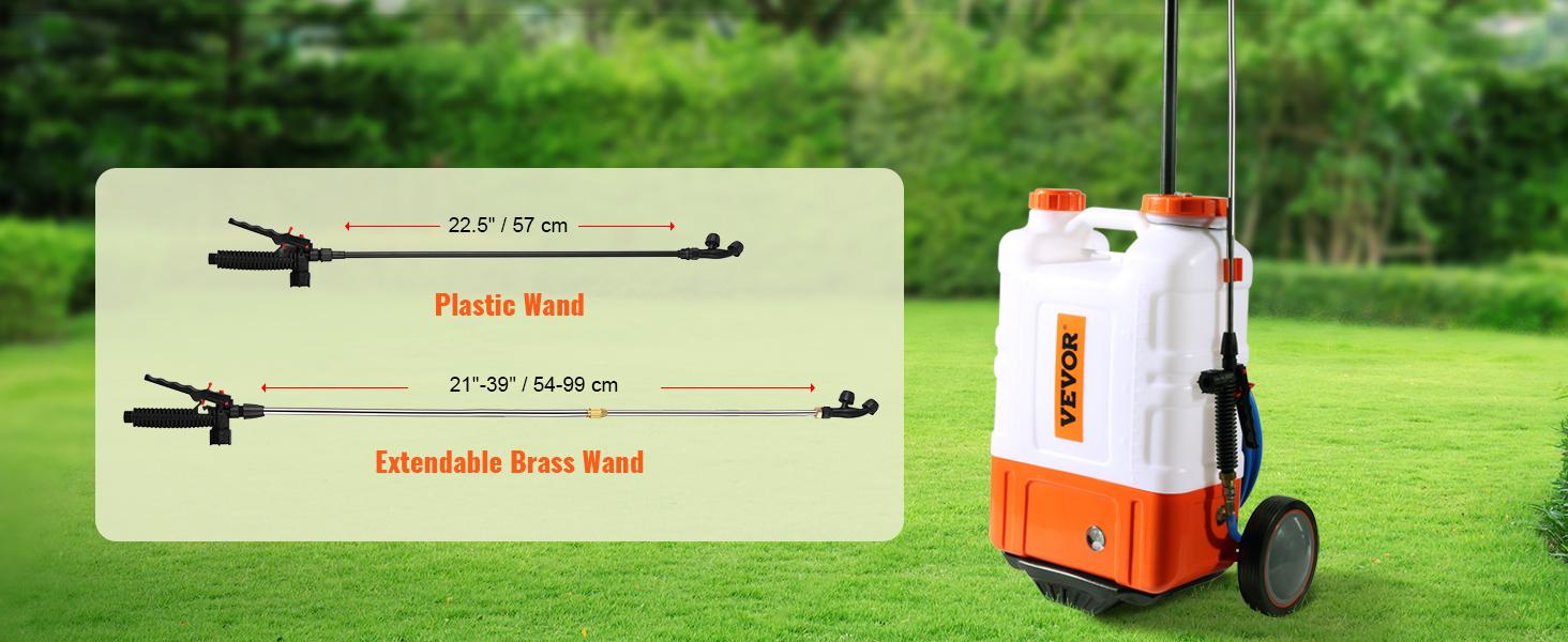 VEVOR Battery Powered Backpack Sprayer, Two Version, Adjustable Pressure, 4 Gallon Tank, with 8 Nozzles and 2 Wands,  Wide Mouth Lid for Weeding, Spraying, Cleaning