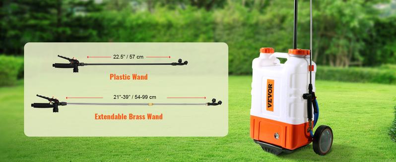 VEVOR Battery Powered Backpack Sprayer, Two Version, Adjustable Pressure, 4 Gallon Tank, with 8 Nozzles and 2 Wands,  Wide Mouth Lid for Weeding, Spraying, Cleaning