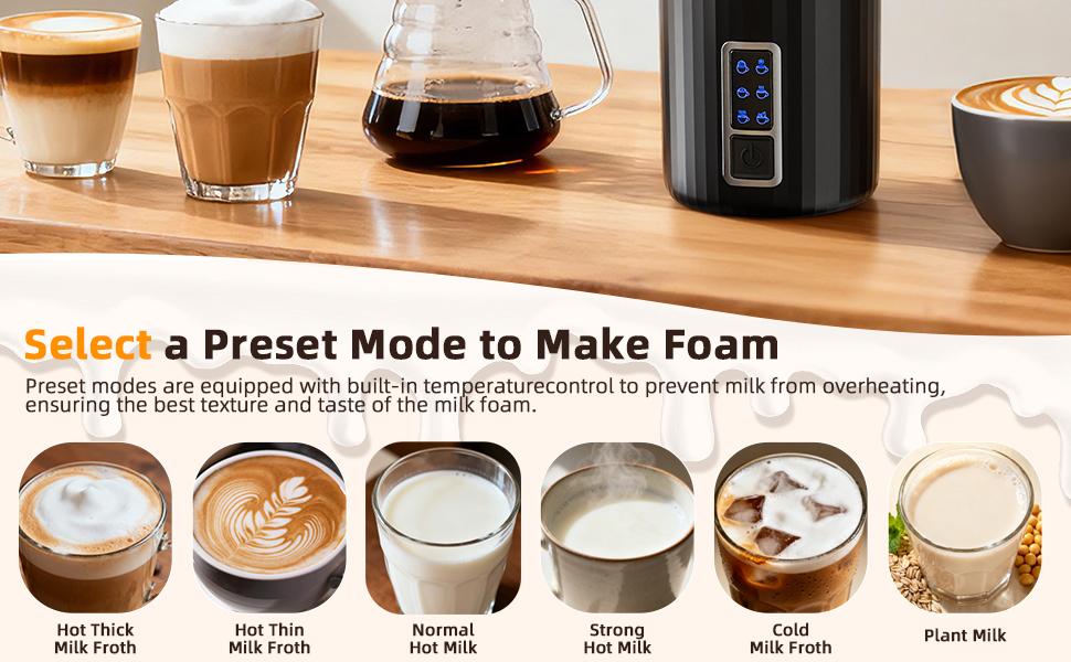 Milk Frother, 6-in-1 Electric Milk Steamer, 8.5oz/250ml Automatic Warm and Cold Foam Maker and Milk Warmer for Latte, Cappuccinos, Macchiato, From the Makers of Instant 400W, White