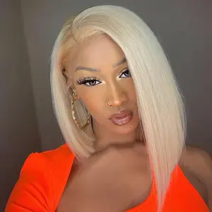 OQ HAIR 613 Color Short Bob Wig 4x4 Lace Closure Wigs For Women Human Hair Pre Plucked 180% Density 8 Inch