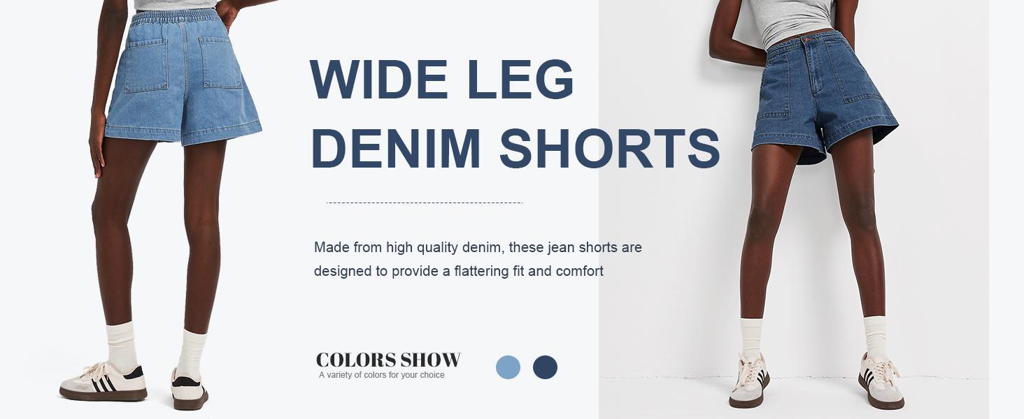 Imily Bela Women's Casual Jean Shorts High Waisted Denim Shorts Wide Leg Summer Shorts with Pockets