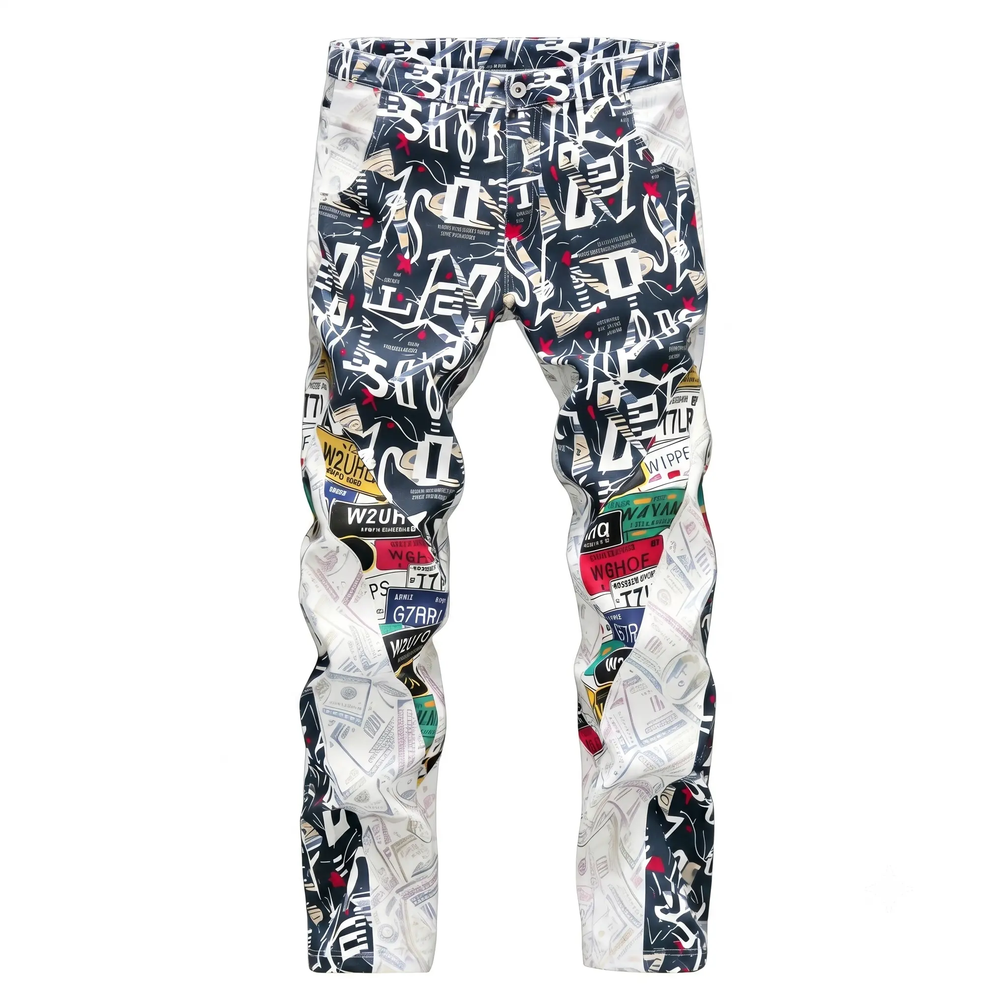 Men's Trendy Graphic Design Straight Leg Jeans baggy jeans for men Denim Trousersgraphic jean Menswear Man Trouser Pants Streetwear Denim Slim Stretch fashionable Wash Jeans chicago tikok shop finds Distressed Graffiti Print Classic patchwork