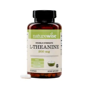 NatureWise Double Strength L-Theanine 200mg - Vegan L Theanine Supplement for Relaxation + Sleep Support - NSF Certified L-Theanine - Non-GMO, USA Manufactured