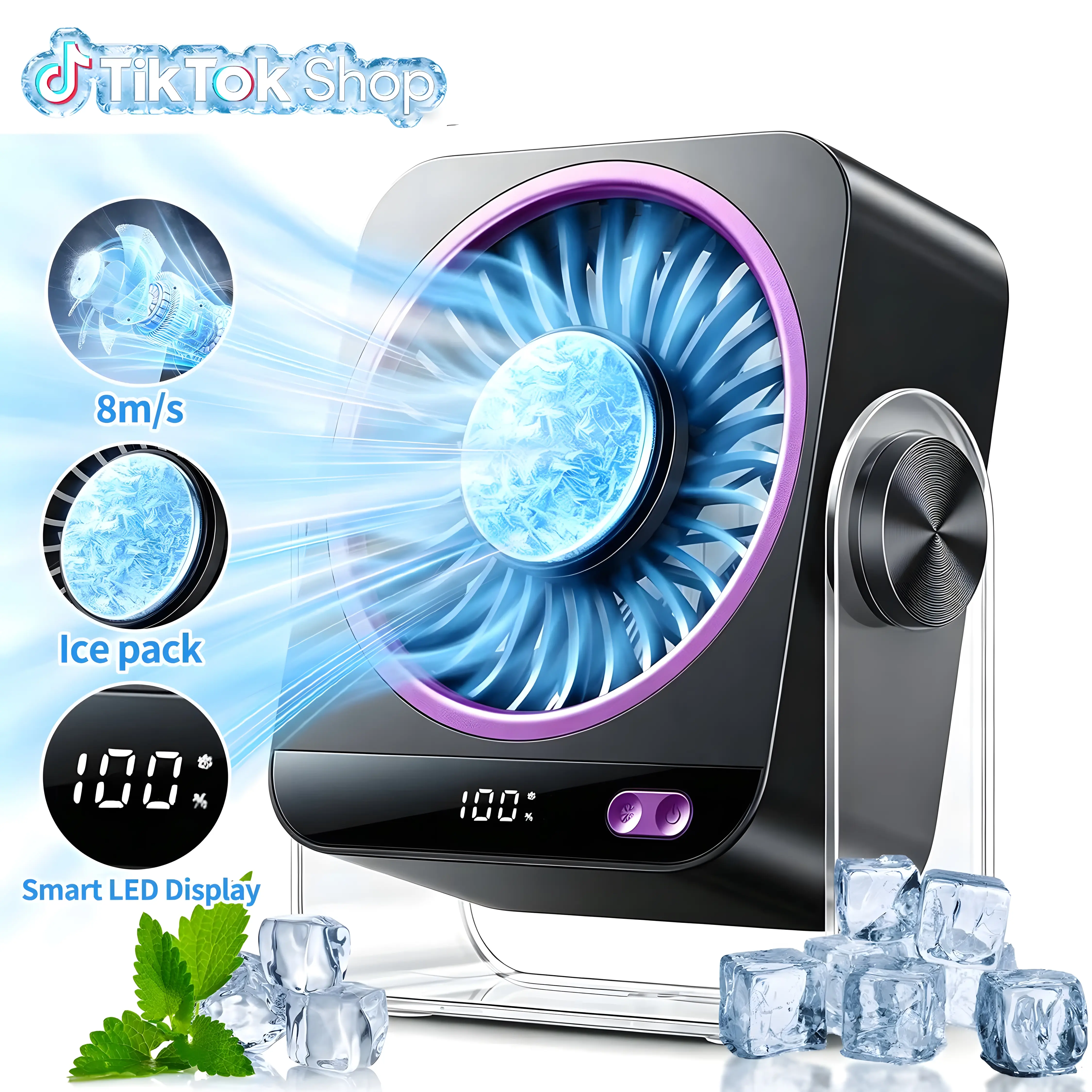 Portable Desktop Cooling Fan - 199 Speed Settings, 9000rpm Motor, Turbo Airflow, Smart LED Display, Silent Operation, USB Rechargeable Adjustable, Quiet Powerful, for Bedroom, Office (Home Supplies, Party Gift Option), Quiet Powerful Fan, Rechargeable Adj