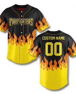Firefighters Jersey —  Custom name & number YOUTH Kids, Men & Women —  Loose Fit, Moisture-Wicking, Breathable Polyester Baseball Uniform
