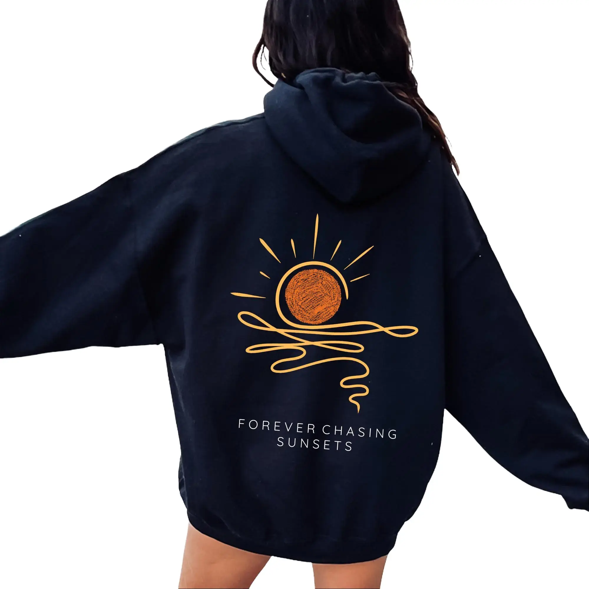 Women's Oversized Long-Sleeve Graphic Crewneck Sweatshirt - Vintage Surf Vibe, Comfortable Casual Beachy Pullover, Coconut Girl Aesthetic Piece