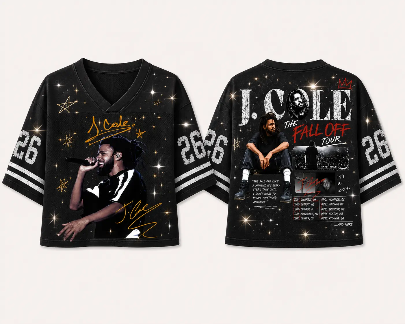 Personalized J Cole Tour Crop Top Football Jersey, Custom Name Shirt, Vintage RnB Concert Crop Jersey Gift for Fans
