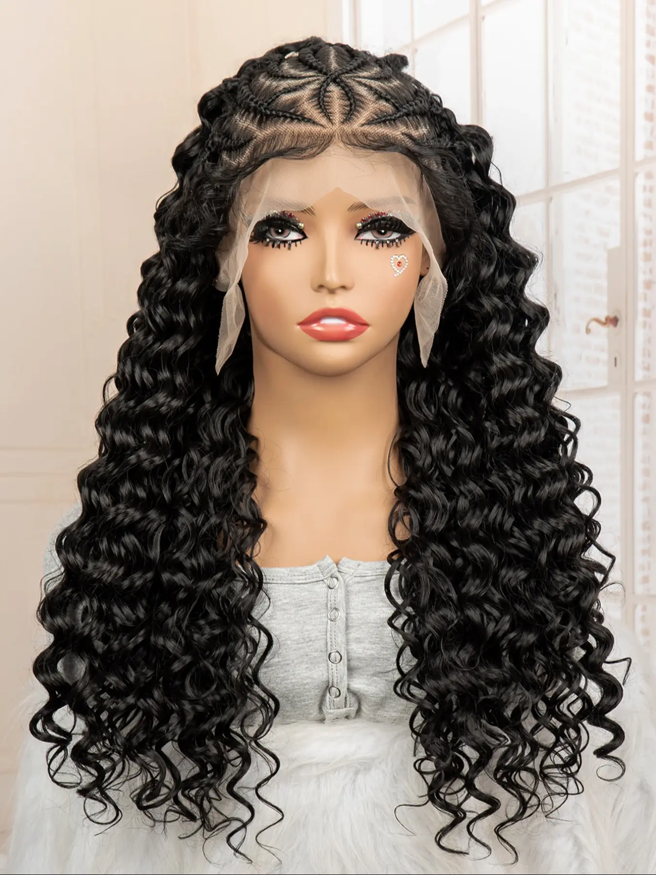 26 Inch 13x6 Lace Frontal Wig for Women, Natural Looking Wigs, Synthetic Curly Wig, Pre-Plucked Hairline, Heat Resistant Fiber, Ideal for Daily Wear, Curly Wavy Wig