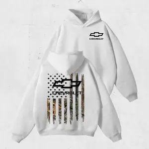 Chevrolet Camo Truck Hoodie, Sweatshirt, T-Shirt, USA Flag Graphic Pullover, Classic Streetwear Hoodie, Gift for Car & Truck Enthusiasts