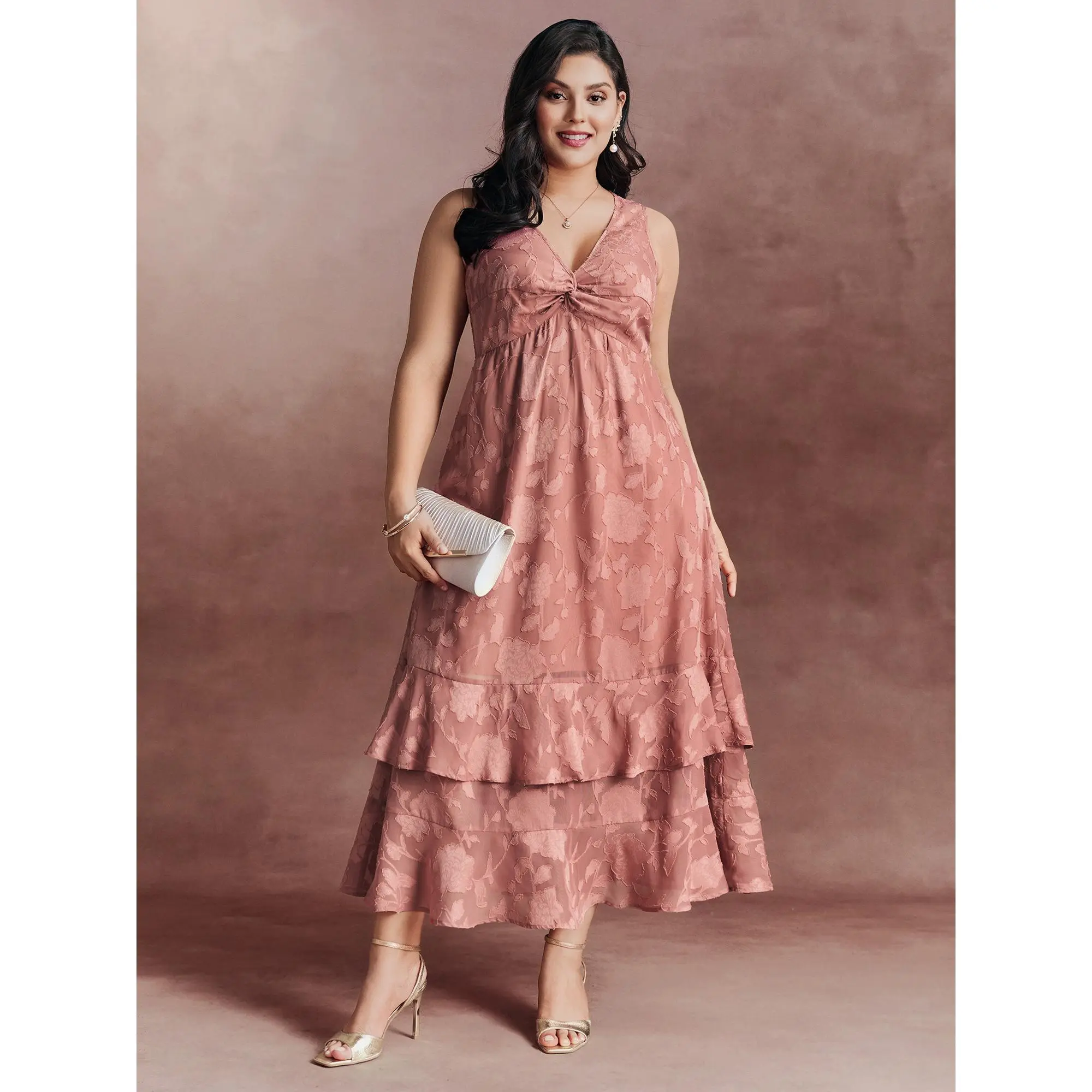 【Easter's Haul】Bloomchic Floral Charm Twist-Front Jacquard Maxi Dress2026 Spring Break Gift For Easter's Day Mother's Day 2026 Spring Break Gift For Easter's Day Mother's Day