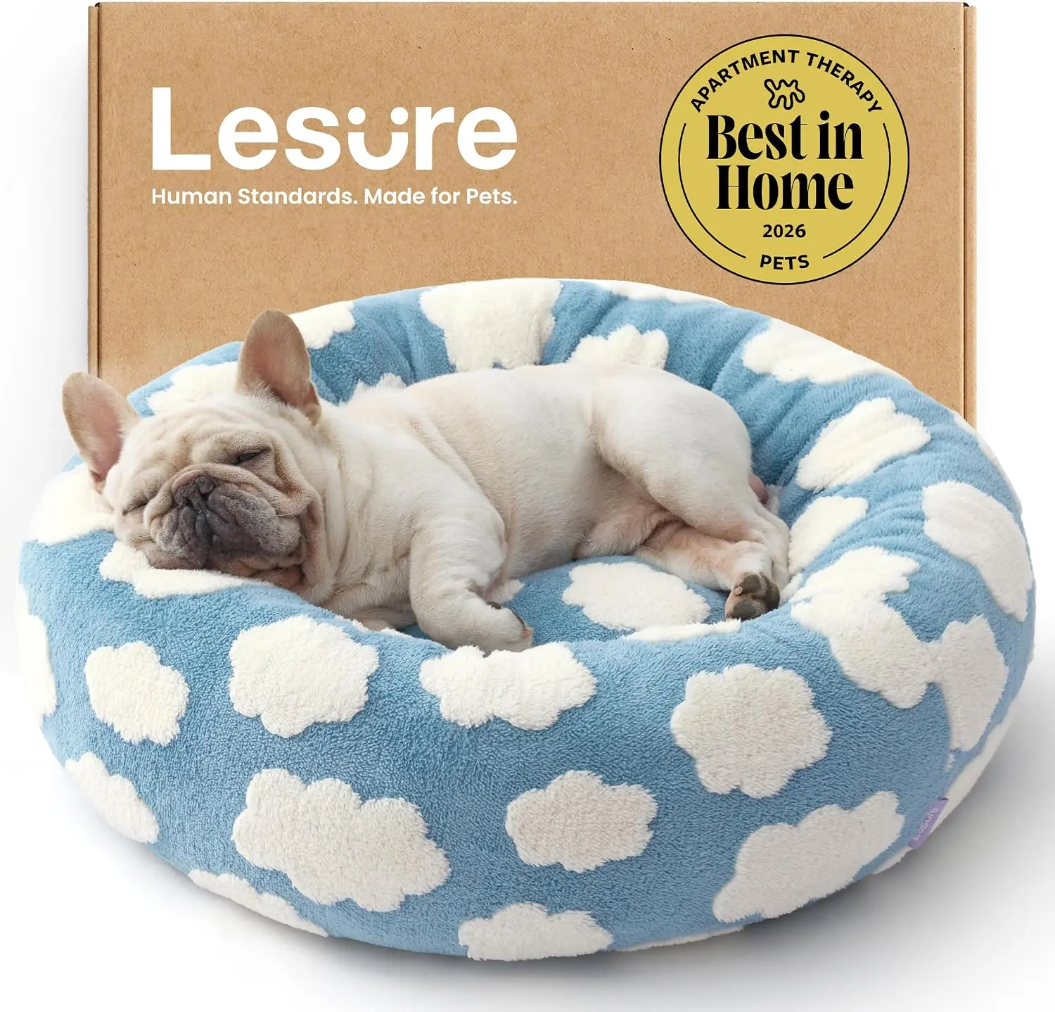 Lesure Jacquard Donut Dog Bed - Original Design Pattern,Cute Home Decor as Gift for Pet,Washable Cover Cute Home Decor as Gift for Pet,Anti Slip Bottom