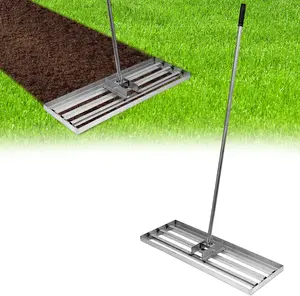 Heavy Duty Lawn Leveling Rake 30x10 Inch, Stainless Steel Landscape Leveling Tool with Adjustable Long Handle, Leveling Rake for Topsoil Spreading